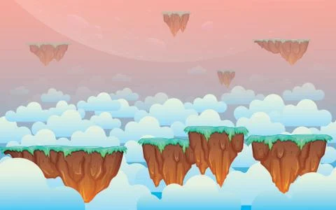 Floating Land Game Background Illustrazione stock