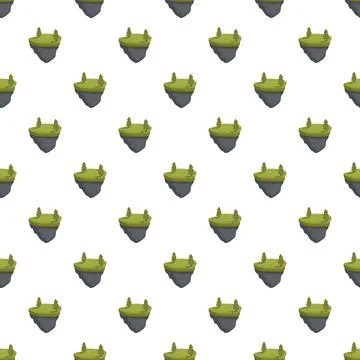 Floating landscape islands pattern repeating on white background Stockillustratie