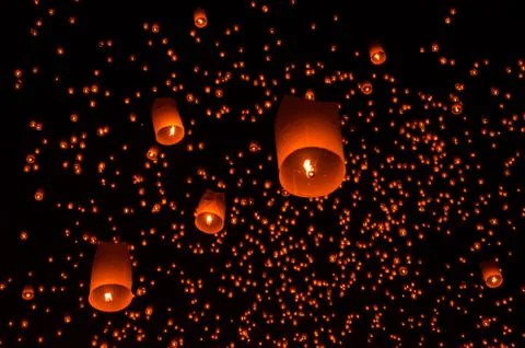 Floating lantern Festiva. Stock Photos