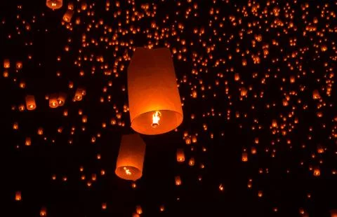 Floating lantern Festiva. Stock Photos