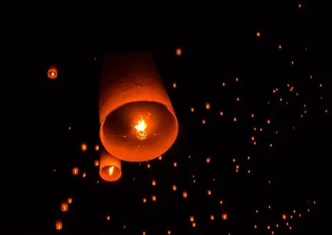Floating lantern Festiva. Fotos Stock
