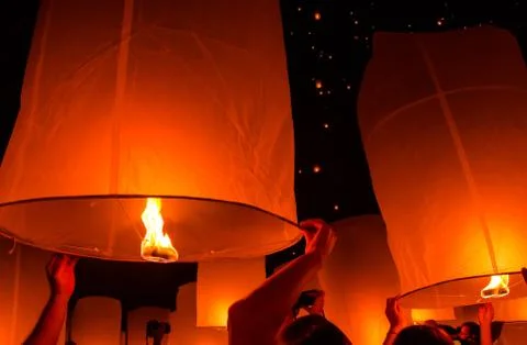 Floating lantern Festiva. Stock-Fotos