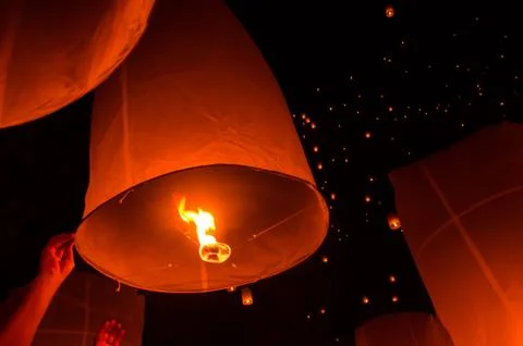 Floating lantern Festiva. Stock Photos
