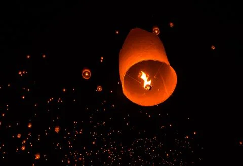 Floating lantern Festiva. Stock-Fotos