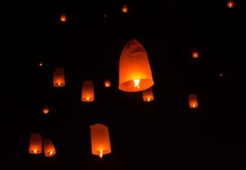 Floating lantern Festiva. Stock-Fotos