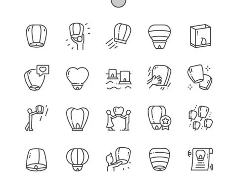 Floating lantern. Heart sky lantern. Tradition. 스톡 일러스트