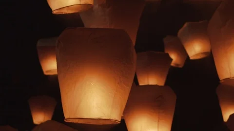 Floating Lanterns Being Released At Pingxi Stock Footage 103292382