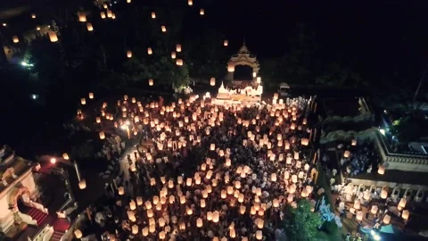 Floating lanterns ceremony or Yeepeng ceremony Stock Footage 154637400