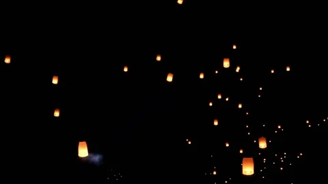 Floating lanterns ceremony or Yeepeng ceremony. Stock Footage 188830125