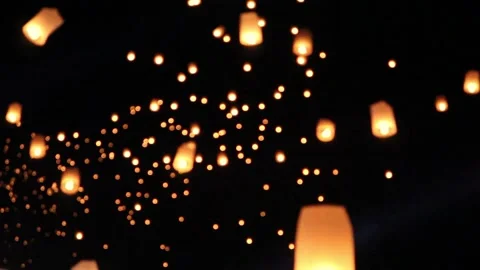 Floating lanterns ceremony or Yeepeng ceremony. Stock Footage 188837707