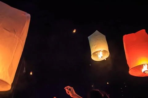 Floating lanterns Stock Photos