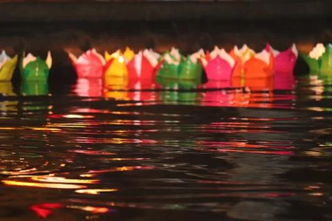 Floating Lanterns on Water Foto stock