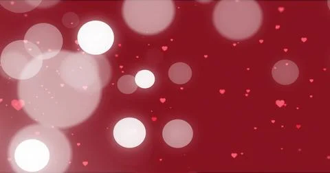 Floating large bokeh orbs creating glow halos on red gradient backdrop, Stock Illustration