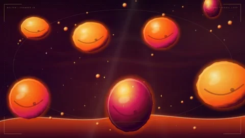 Floating Lava Bubbles Loop - Fiery Glow Dark Backdrop Stock Footage 344032506