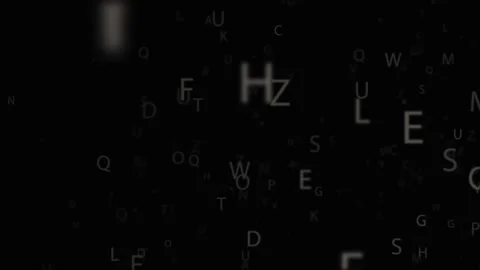 Floating letters create an abstract visual experience in darkness Stock Footage 320395345