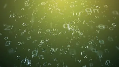 Floating Letters Create Dynamic Visual Display Against Soft Green Background Stock Illustration