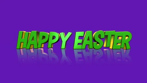 Floating letters spell out Happy Easter on a vibrant purple background Video stock 258732643