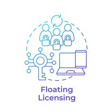Floating licensing blue gradient concept icon Stock Illustration