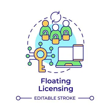 Floating licensing multi color concept icon Illustrazione stock