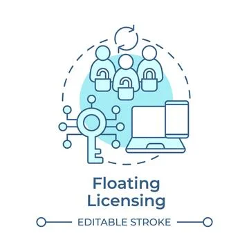Floating licensing soft blue concept icon Stockillustratie