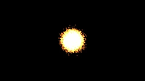 Floating light with orange dots glows against black background Video stock 328218999