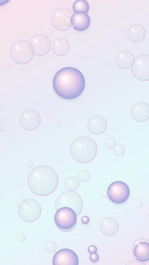 Floating light translucent and opaque bubbles in pastel shades on gradient .. Stock Footage 348336657