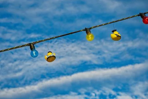 Floating Lights and Ducks in Open Sky Installation in copenhagen CPH Stock Photos