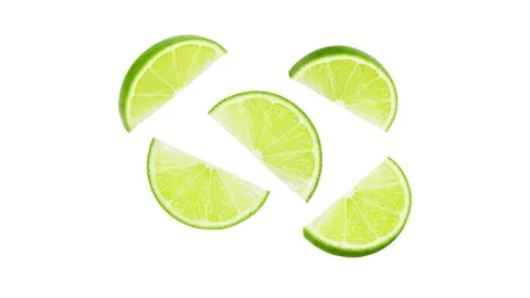 Floating lime slices isolated on white Stock Footage 339340677