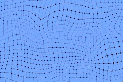 Floating lines in abstract pattern with dots, illustrative wallpaper Stock Illustration