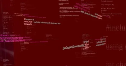 Floating lines of code in digital space, creating dynamic programming 스톡 사진