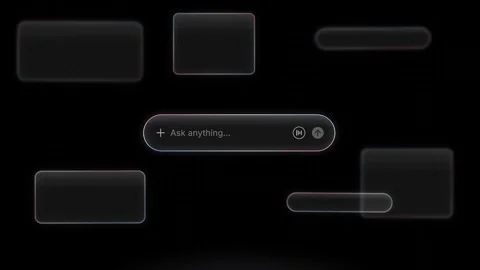 Floating Liquid Glass AI Chat Panels with Soft Bloom Effect Featuring Ethereal T Stock Footage 341306627