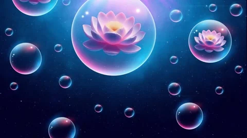 Floating Lotus in Bubble Background Stock Footage 310738865
