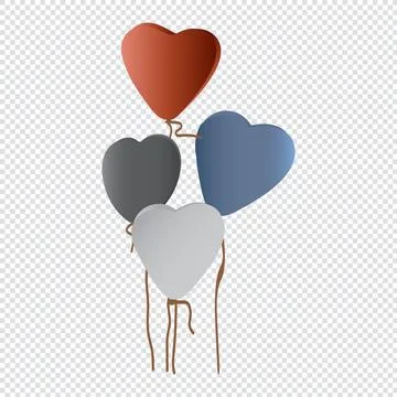 Floating love shaped balloons vector illustrations Stock Illustration