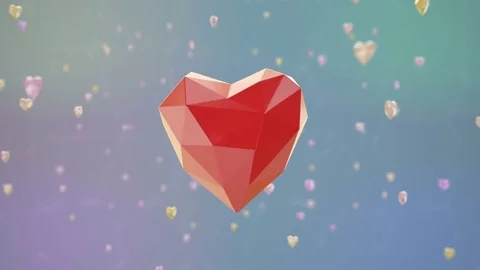 Floating low poly heart with luma matte. Stock Footage 81404644