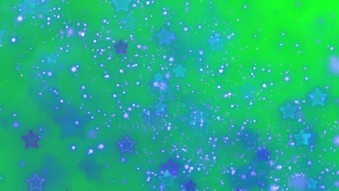 Floating luminous stars drifting across vibrant green background creating Stock Footage 345330599