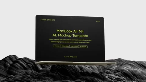Floating MacBook Air Screen Mockup Template Stock After Effects