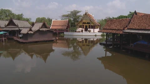 Floating Market at Ancient Siam in Samut Prakan, Thailand Stock Footage 49129271