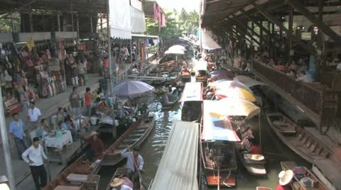 Floating Market Stock Footage 20542267