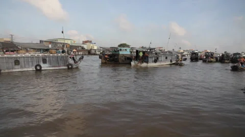 Floating Market Stock Footage 32274612