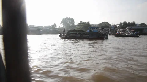 Floating Market Stock Footage 32274614