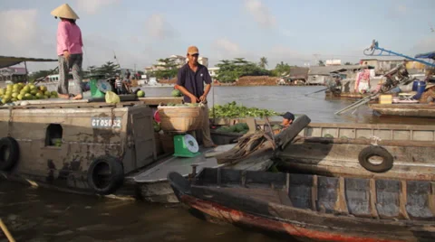 Floating Market Stock Footage 32277905