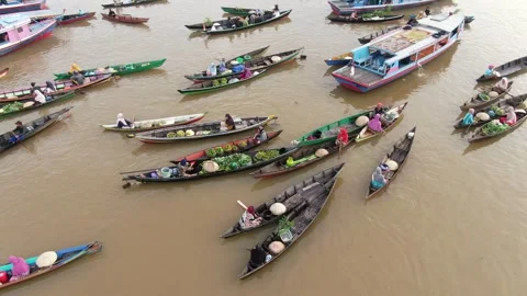 Floating market 스톡 동영상 218383862