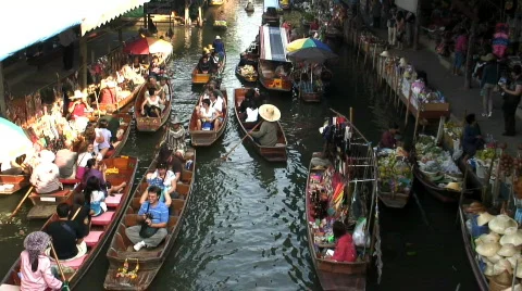 Floating Market, Thailand Asia  Stock Footage