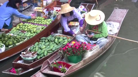 Floating Market in Thailand Stock Footage 1047491