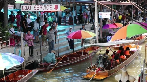 Floating market ,Thailand  Stock Footage 139147752