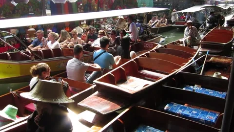 Floating Market in Thailand Stock Footage 282675946