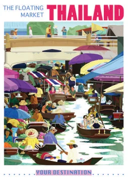 Floating Market Thailand Stock Illustration