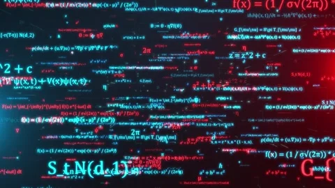 Floating Math Formulas Digital Space Fly-Through Stock Footage 270668796