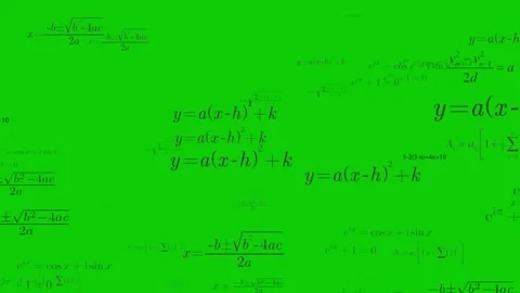 Floating Mathematical Equations and Complex Formulas Zooming on Green Screen Stock Footage 347639840