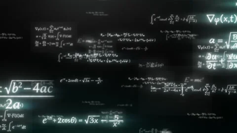 Floating mathematical formulas and physics equations drift through a dark 스톡 동영상 328701967